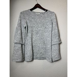 Elisabetta Collection Gray Pointelle Knit AlpacaWool Double Bell Sleeve SweaterM